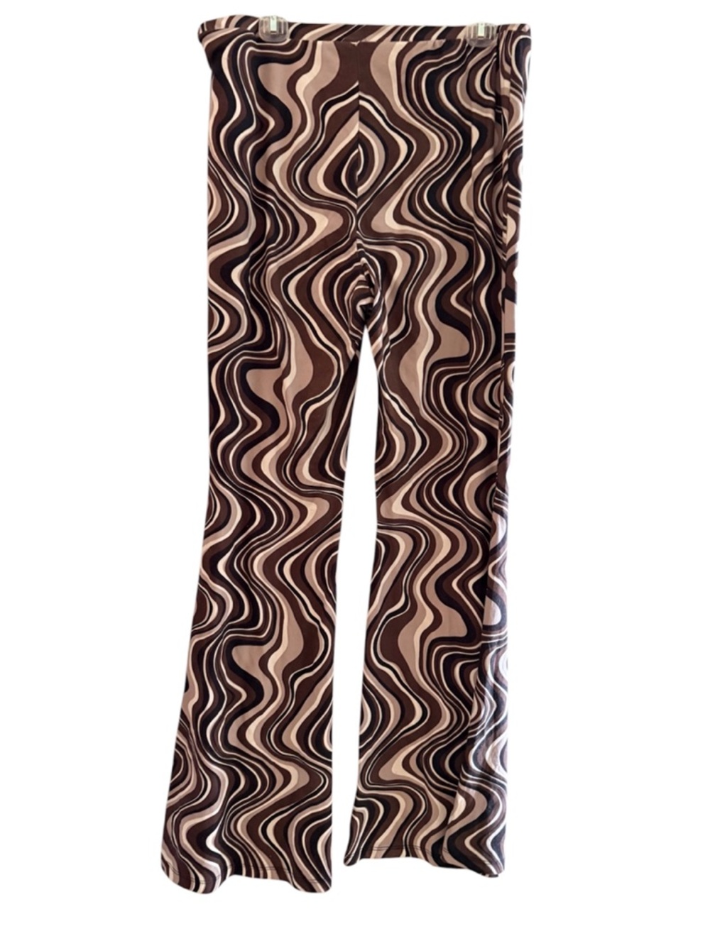 Shein Pants Size XL Brown Tan Polyester Marbled Knit No Pocket Stretch Hippie
